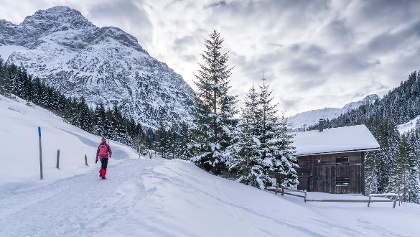 Winter hiking in Kleinwalsertal in Austria
